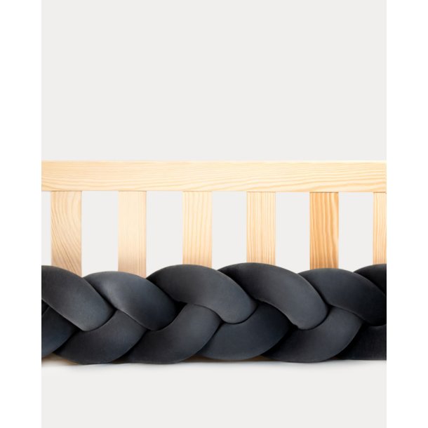 Flettet sengerand - Velour - Antracit