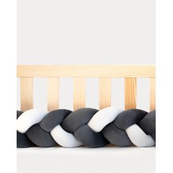 Flettet sengerand - Velour - Sort&hvid