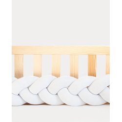 Flettet sengerand - Velour - Hvid