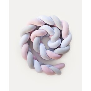 Flettet sengerand - Hvid & gr & lyserd