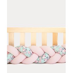 Flettet sengerand - Lyserd &amp; blomstret