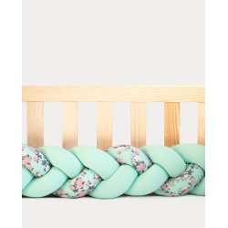 Flettet sengerand - Mint &amp; blomstret