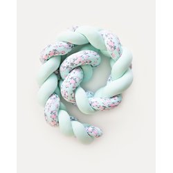 Flettet sengerand - Mint &amp; blomstret