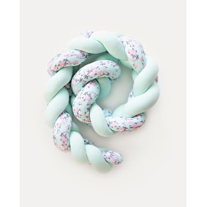 Flettet sengerand - Mint & blomstret