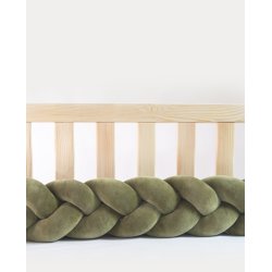 Flettet sengerand - Velour -  Khaki