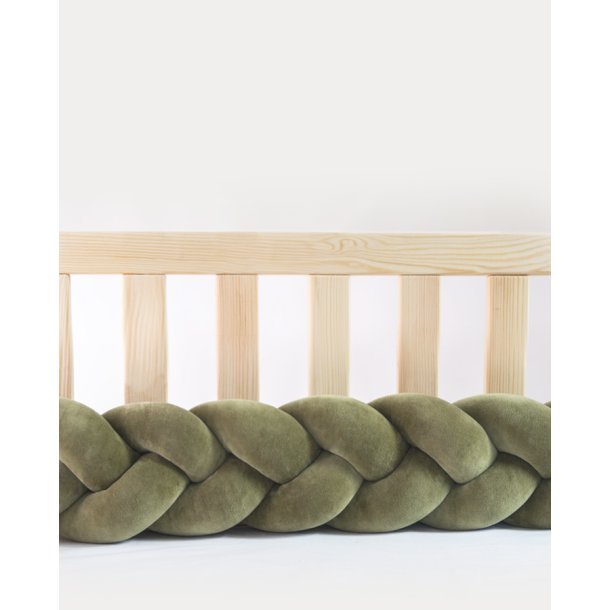 Flettet sengerand - Velour -  Khaki