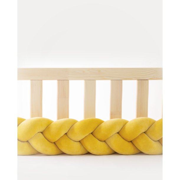 Flettet sengerand - Velour - Sennepsgul