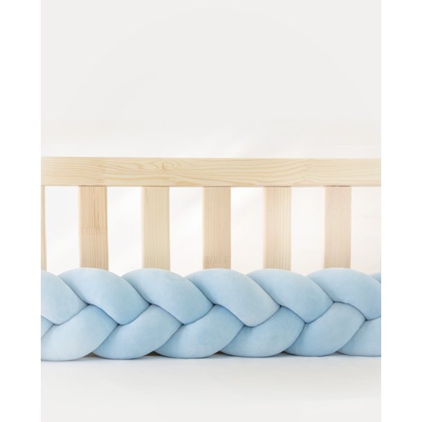 Flettet sengerand - Velour - Lysebl