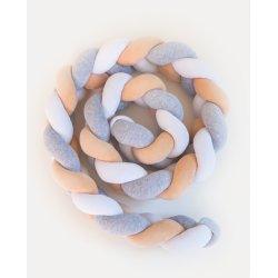 Flettet sengerand - Gr &amp; hvid &amp; beige