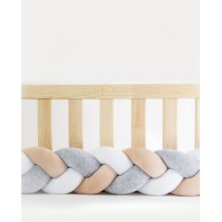 Flettet sengerand - Gr &amp; hvid &amp; beige