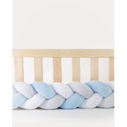 Flettet sengerand - Hvid, gr &amp; lysebl