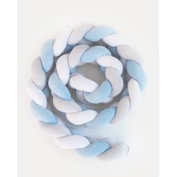 Flettet sengerand - Hvid, gr &amp; lysebl