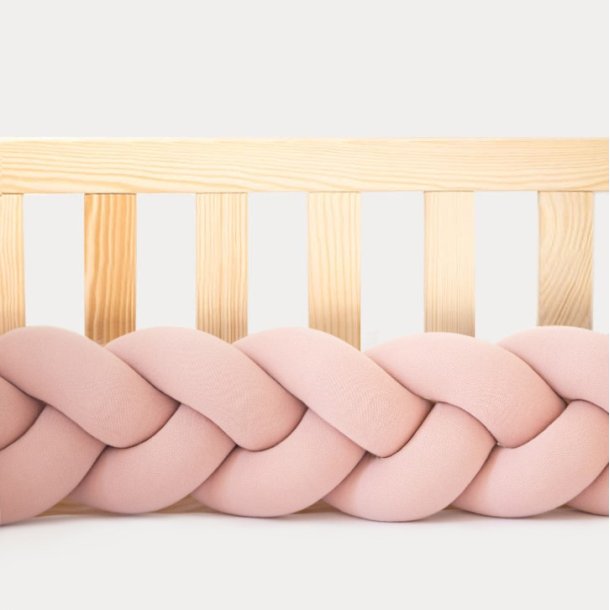 Flettet sengerand - Velour - Pudderrosa