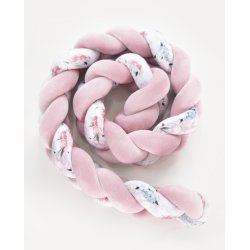 Flettet sengerand - Rosa &amp; blomstret