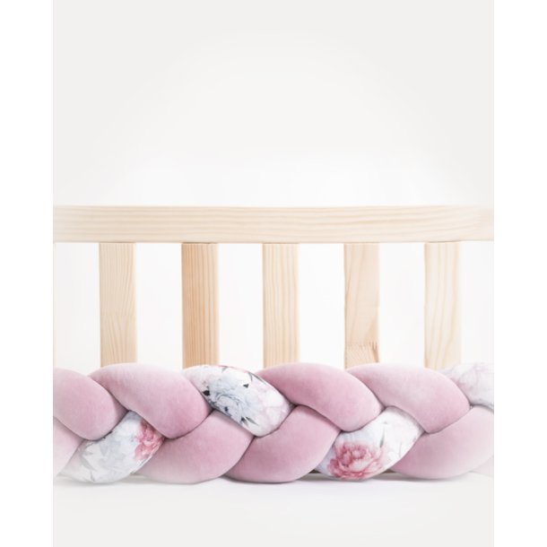 Flettet sengerand - Rosa &amp; blomstret