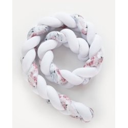 Flettet sengerand - Hvid &amp; blomstret