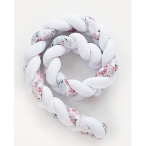 Flettet sengerand - Hvid & blomstret