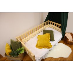 Flettet sengerand - Velour - Beige