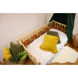 Flettet sengerand - Velour - Brun