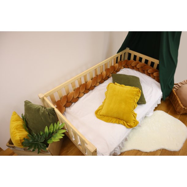 Flettet sengerand - Velour - Brun