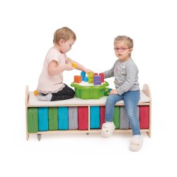 Regnbue puffs  - inklusiv reol til