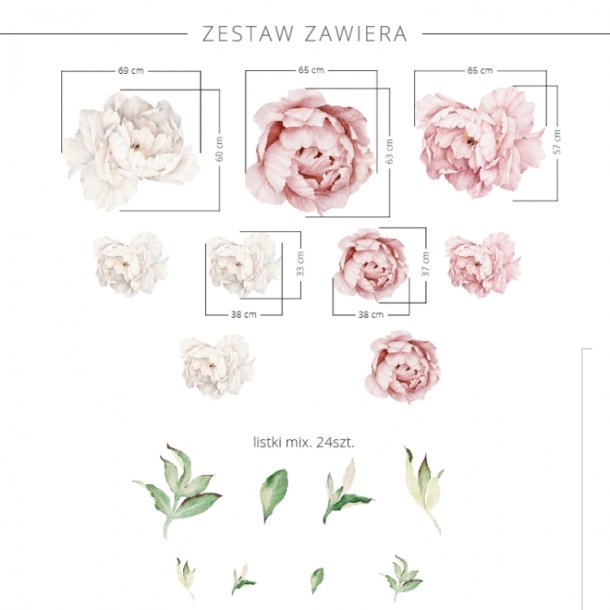 Wallstickers - Lyserde poner - stor