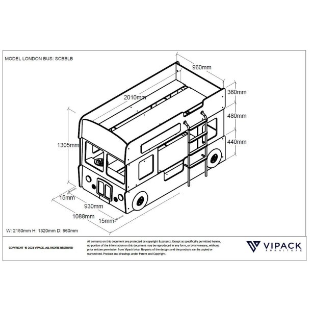Kjeseng - London Bus - 90 x 200cm