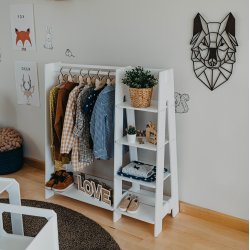 T�jstativ - Med side hylder - Hvid