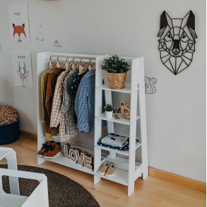 T�jstativ - Med side hylder - Hvid