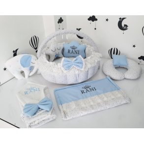 Luksus nest s�t - Hvid stjerne & krone m�nster