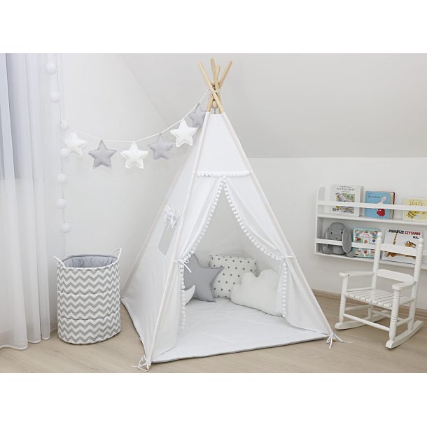 Tipi pompom - Hvid