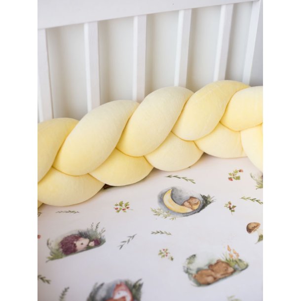 Flettet sengerand - Velour - Citron