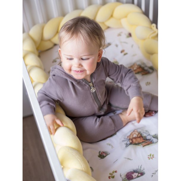 Flettet sengerand - Velour - Citron