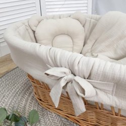 Moseskurv - Naturtr� - Beige stof