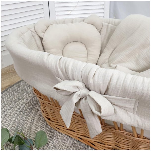 Moseskurv - Naturtr� - Beige stof