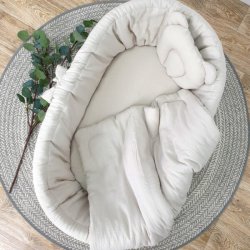 Moseskurv - Gr� - Beige stof