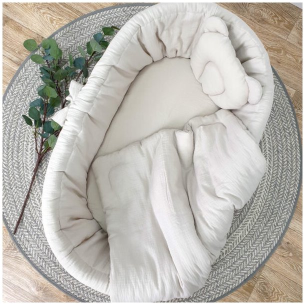 Moseskurv - Gr� - Beige stof