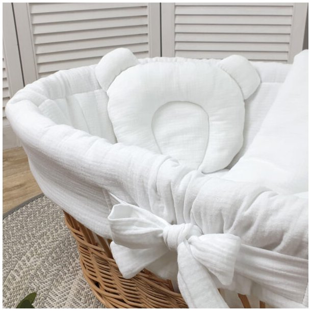 Moseskurv - Naturtr� - Hvidt stof