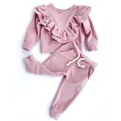 Velourtrningsdragt med spidse flser 