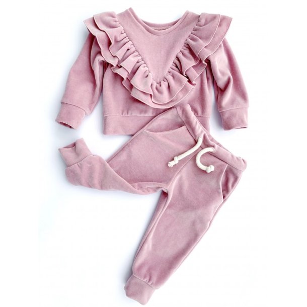 Velourtrningsdragt med spidse flser 