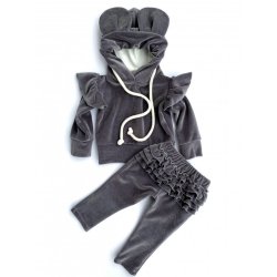 Velour tr�ningsdragt - med �rer - gr�