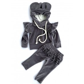 Velour tr�ningsdragt - med �rer - gr�