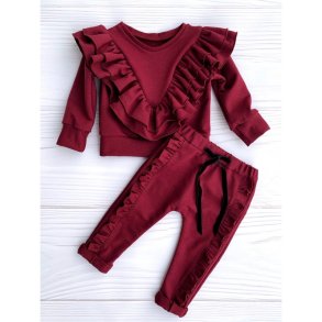 Joggingdragt med fl�ser - bordeaux