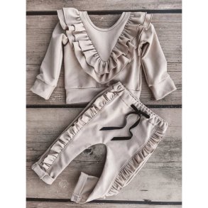 Joggingdragt med fl�ser - beige