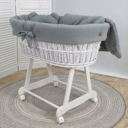 Moseskurv - Hvid - Gr�t stof