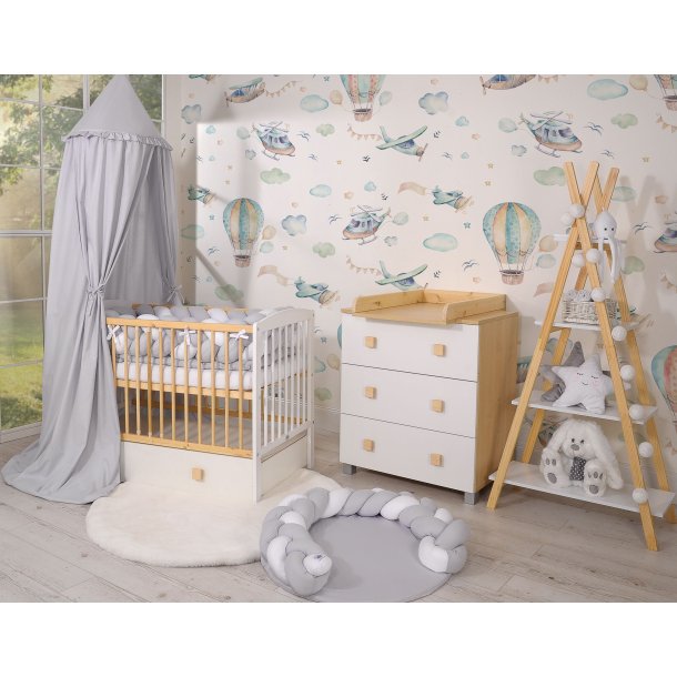 Tremmeseng - Leonardo - Hvid/tr� - 120x60cm