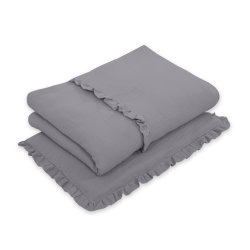 Sengetj m. sengerand - Antracit Muslin