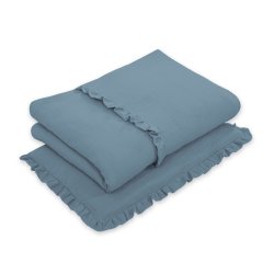 Sengetj m. sengerand - Pastelbl Muslin