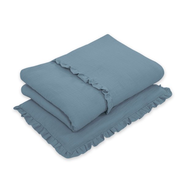 Sengetj m. sengerand - Pastelbl Muslin