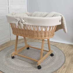 Moseskurv - Naturtr� - Beige stof